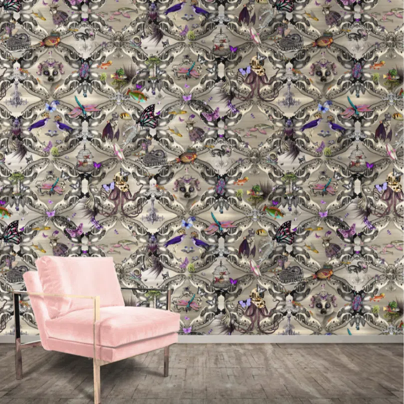 Santorus Menagerie Wallpaper In Silver