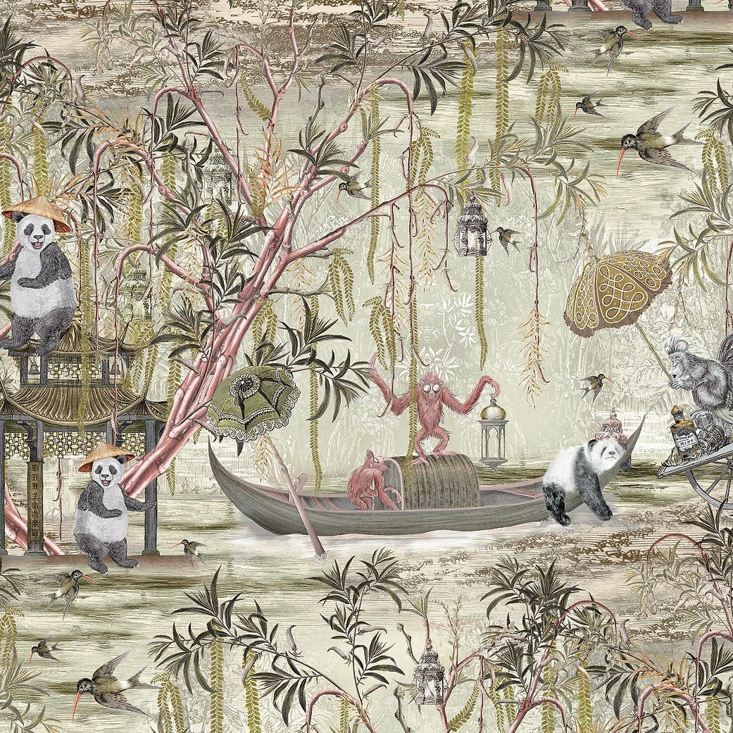 Santorus Pandamonium Wallpaper In Golden Khaki - Image 3