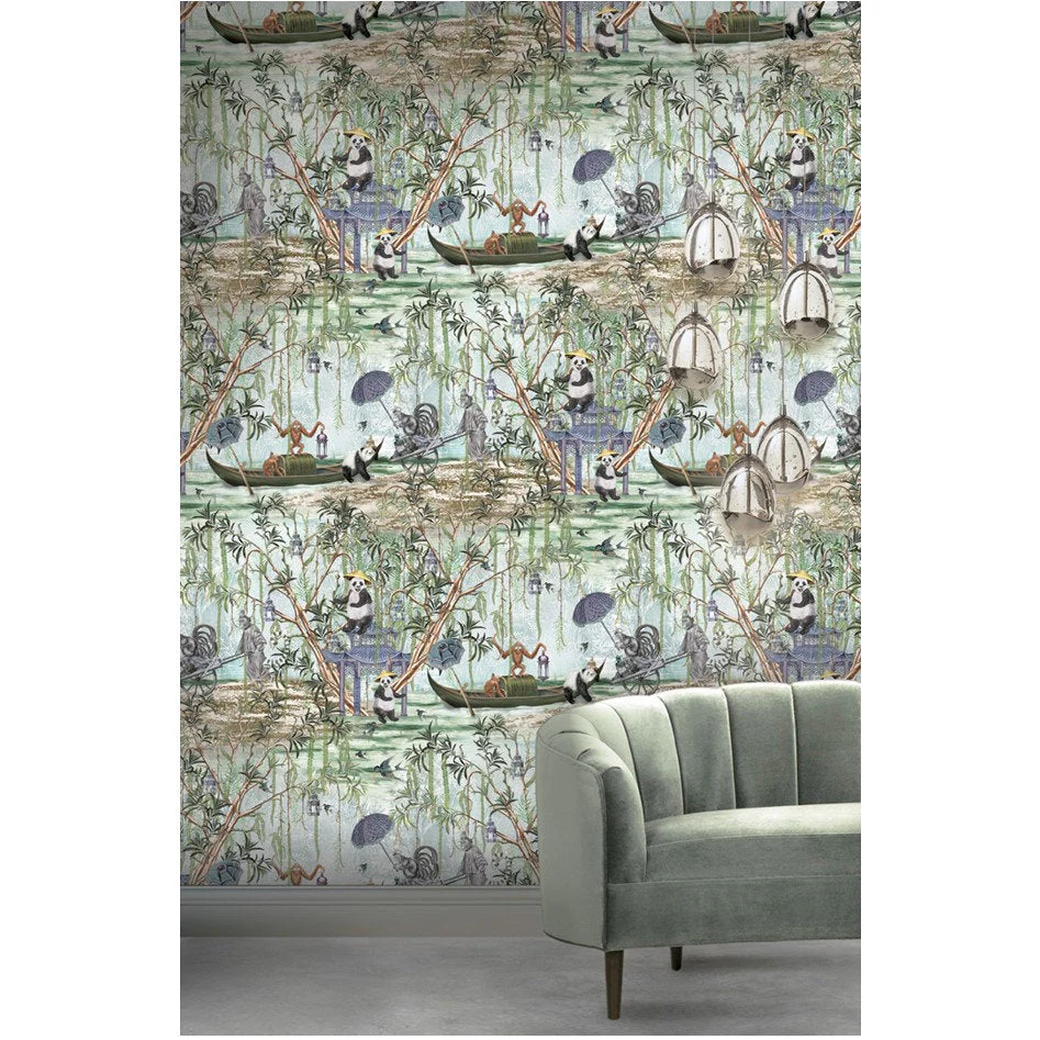 Santorus Pandamonium Wallpaper In Willow - Image 5