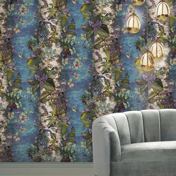 Santorus The Ravens Wallpaper In Cerulean
