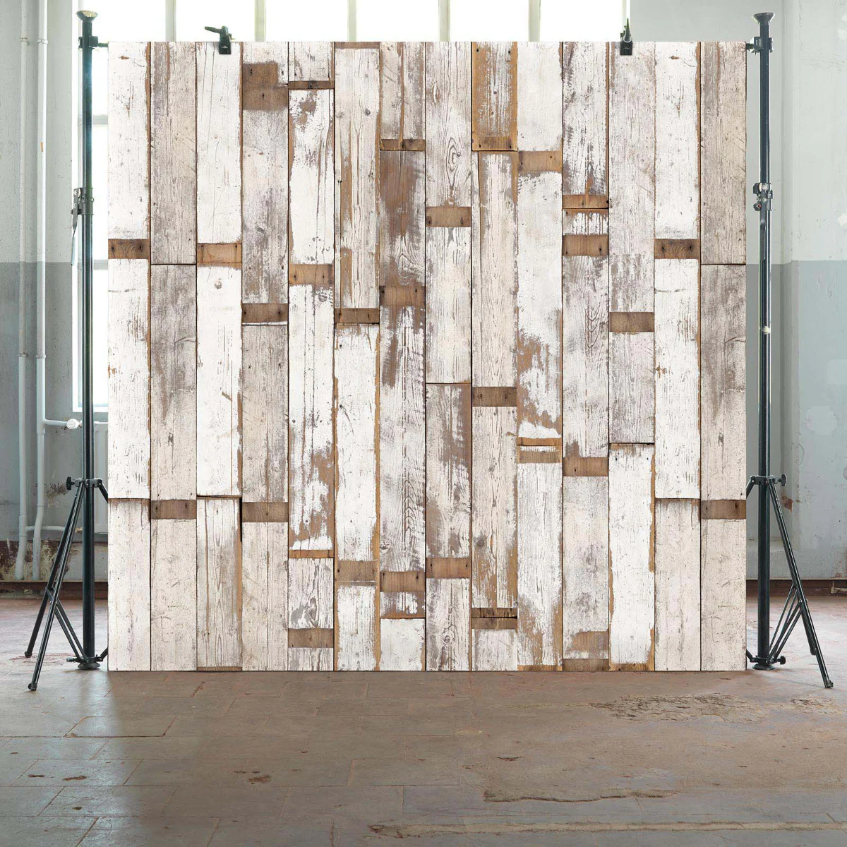 NLXL White Scrapwood Wallpaper