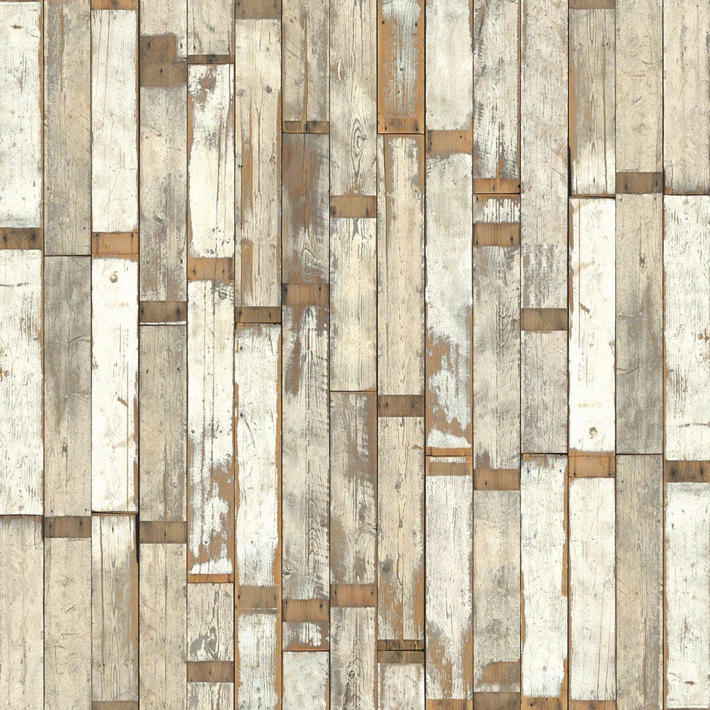 NLXL White Scrapwood Wallpaper - Image 3