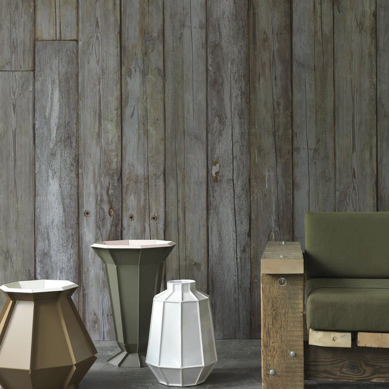 NLXL Grey Green Scrapwood Wallpaper PHE-14