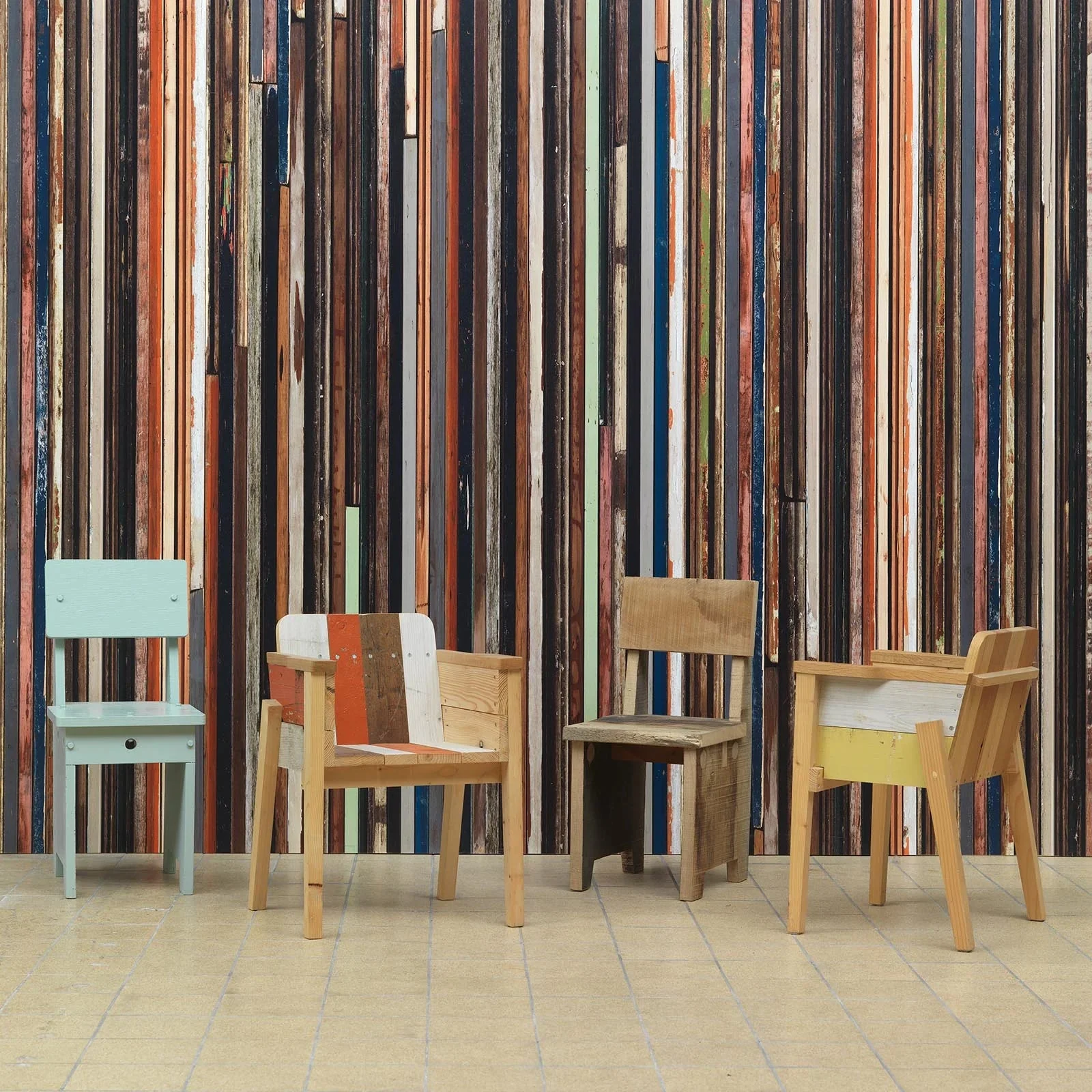NLXL Coloured Sides Scrapwood Wallpaper PHE-15