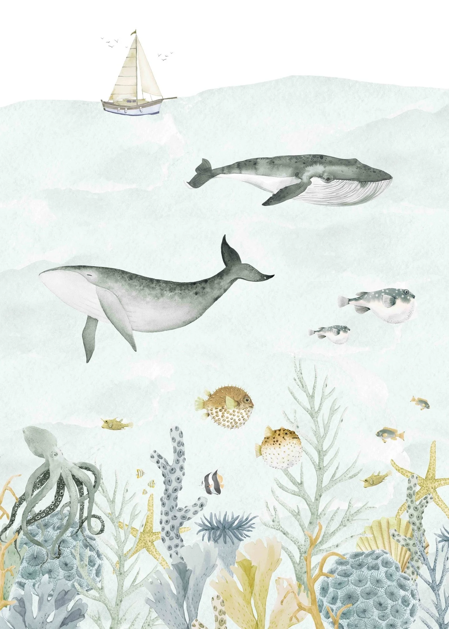 Creative Lab Amsterdam Sealife Blue Wallpaper Circle Mural - Image 3