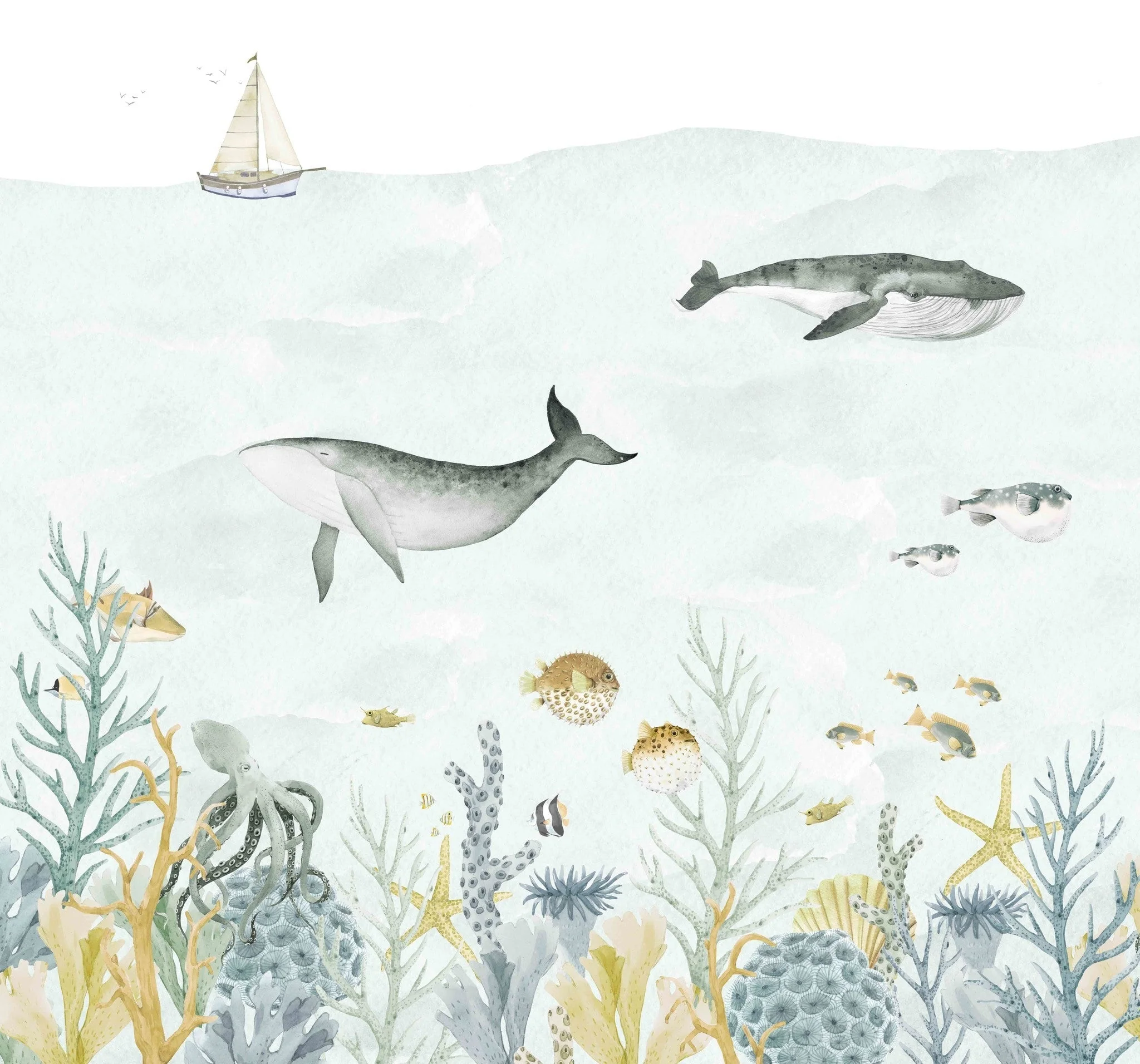 Creative Lab Amsterdam Sealife Blue Wallpaper Mural - Image 2