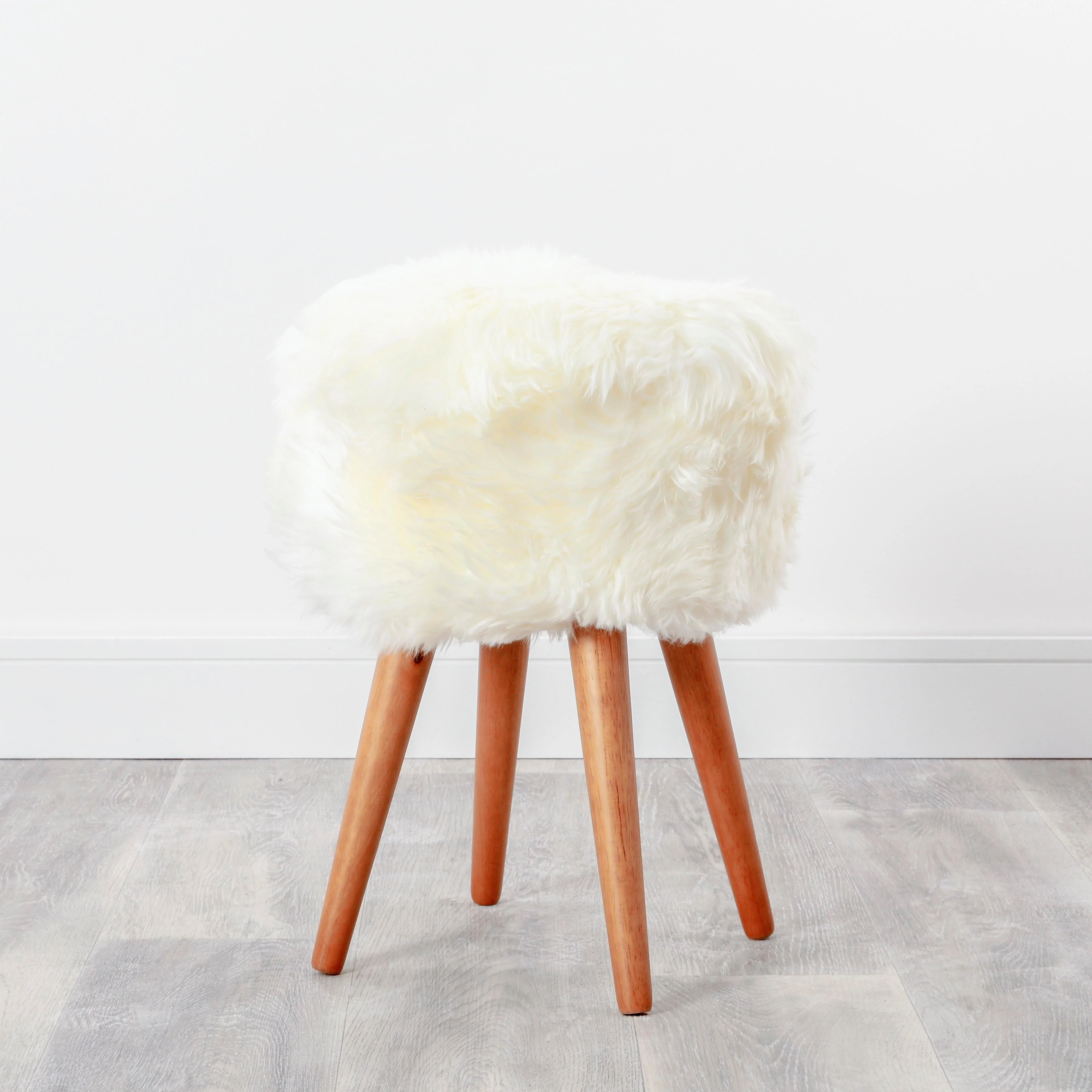 Native Home Sheepskin Wood Stool - Woodstain - Image 5