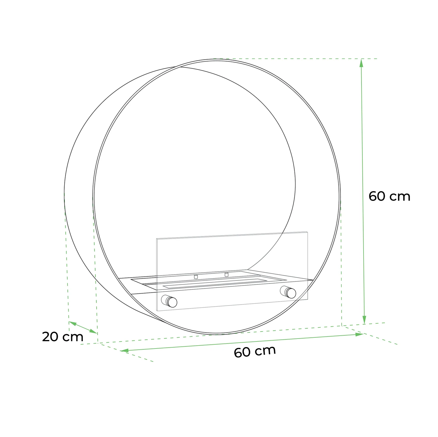 ScandiFlames Delaware Round Wall-Mounted Bioethanol Fireplace - Black - Image 5