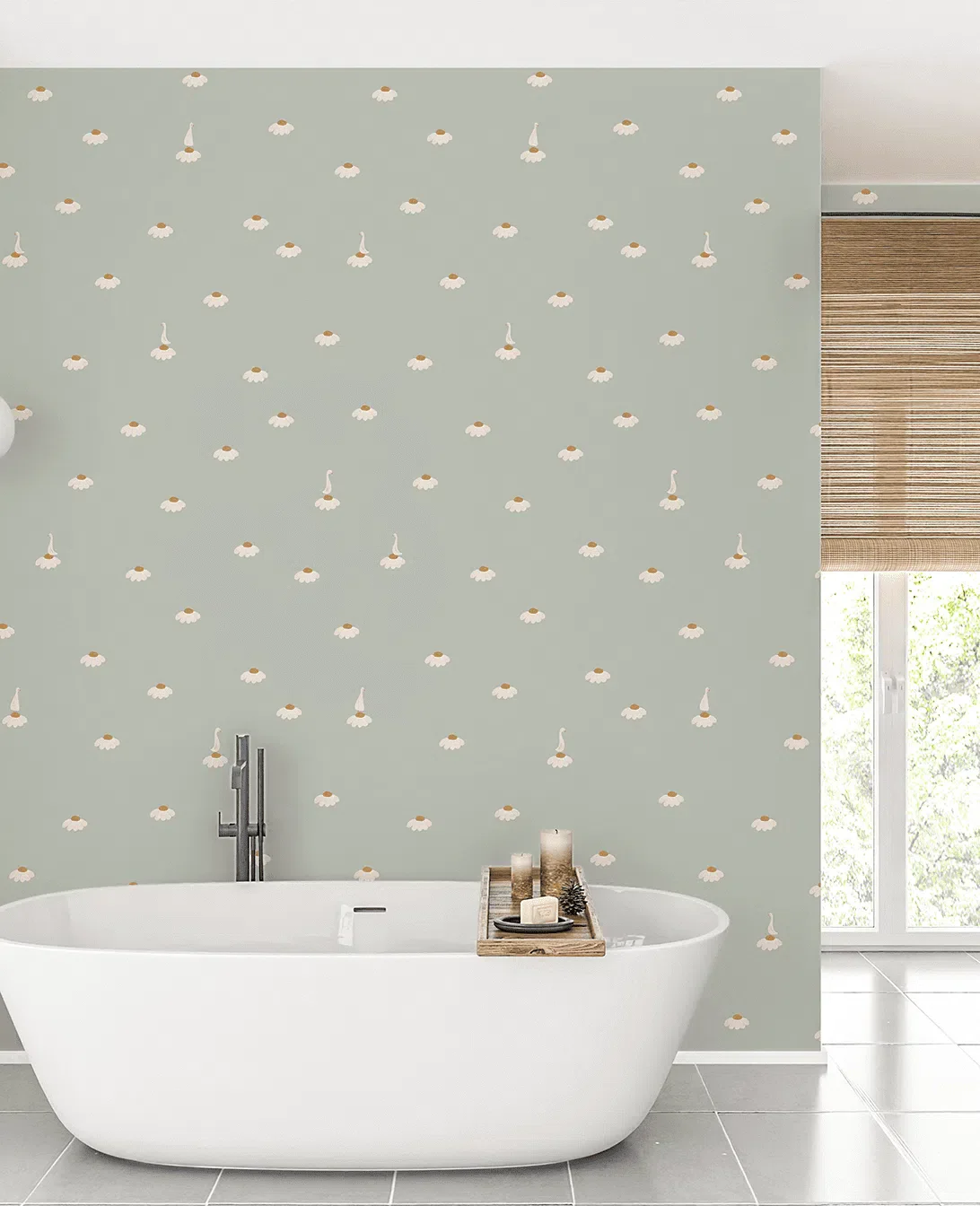 Creative Lab Amsterdam Sweet Camomile Green Light Repetitive Wallpaper - Image 3