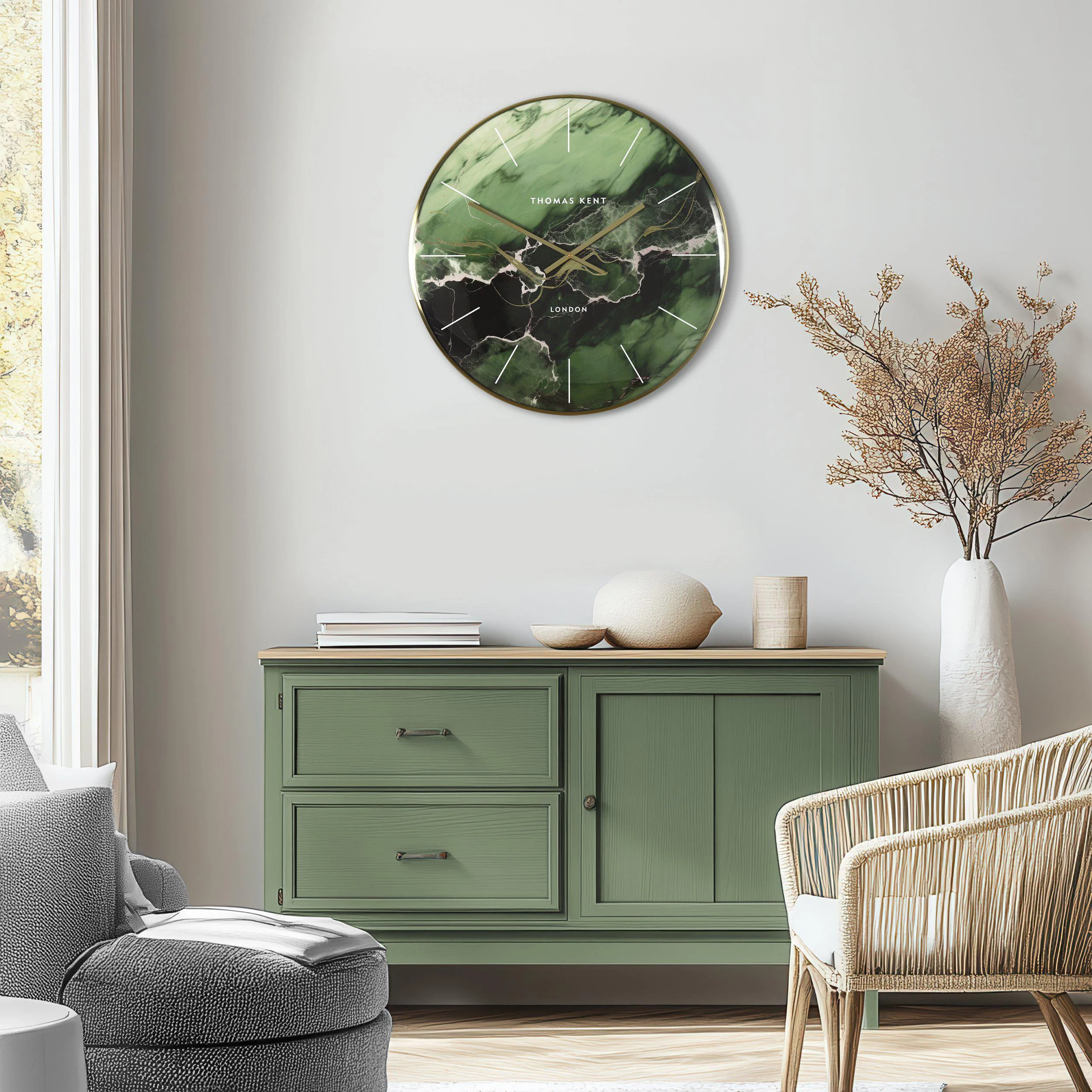 Thomas Kent 65cm Oyster Wall Clock Emerald - Image 2