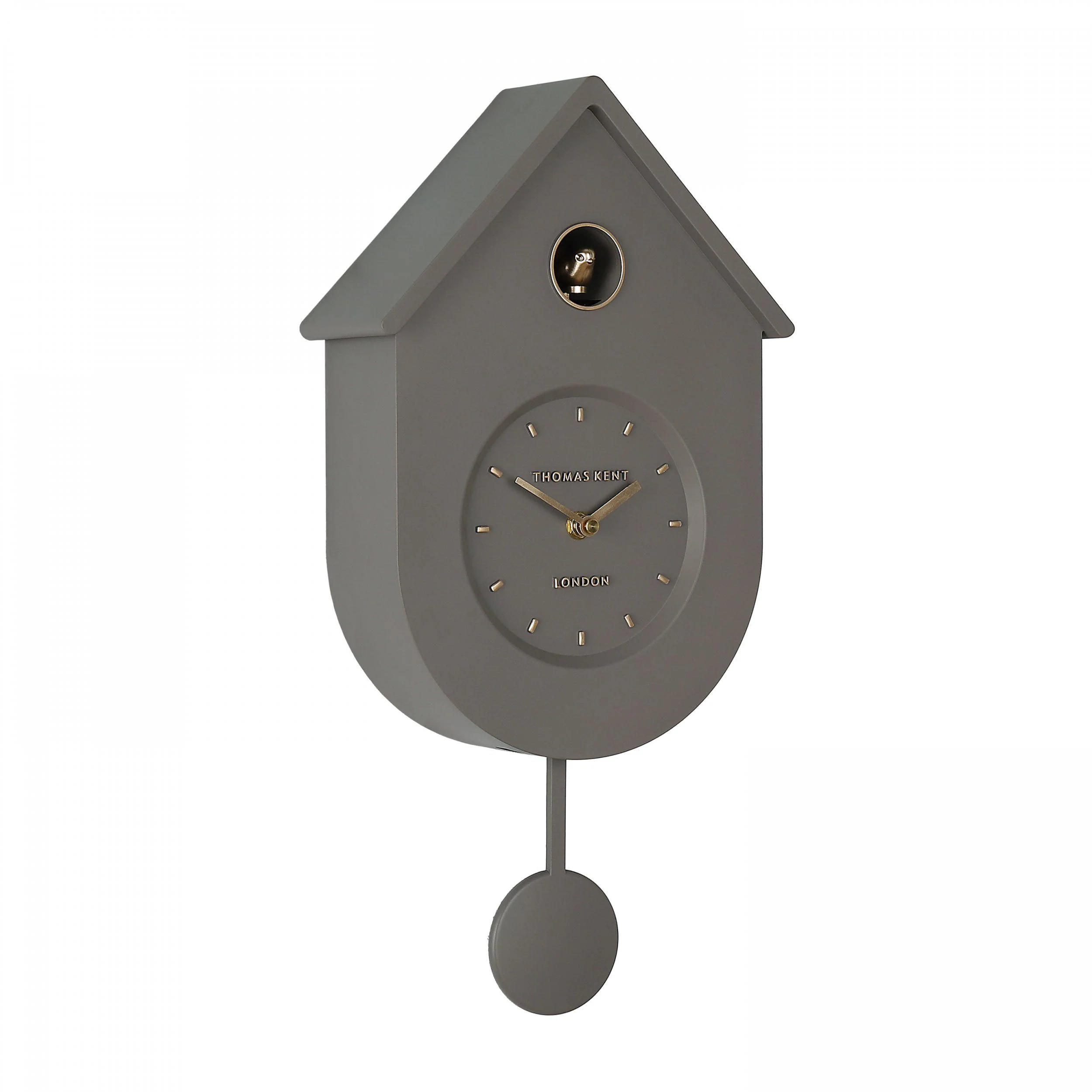 Thomas Kent Cuckoo Taupe Grey Wall Clock