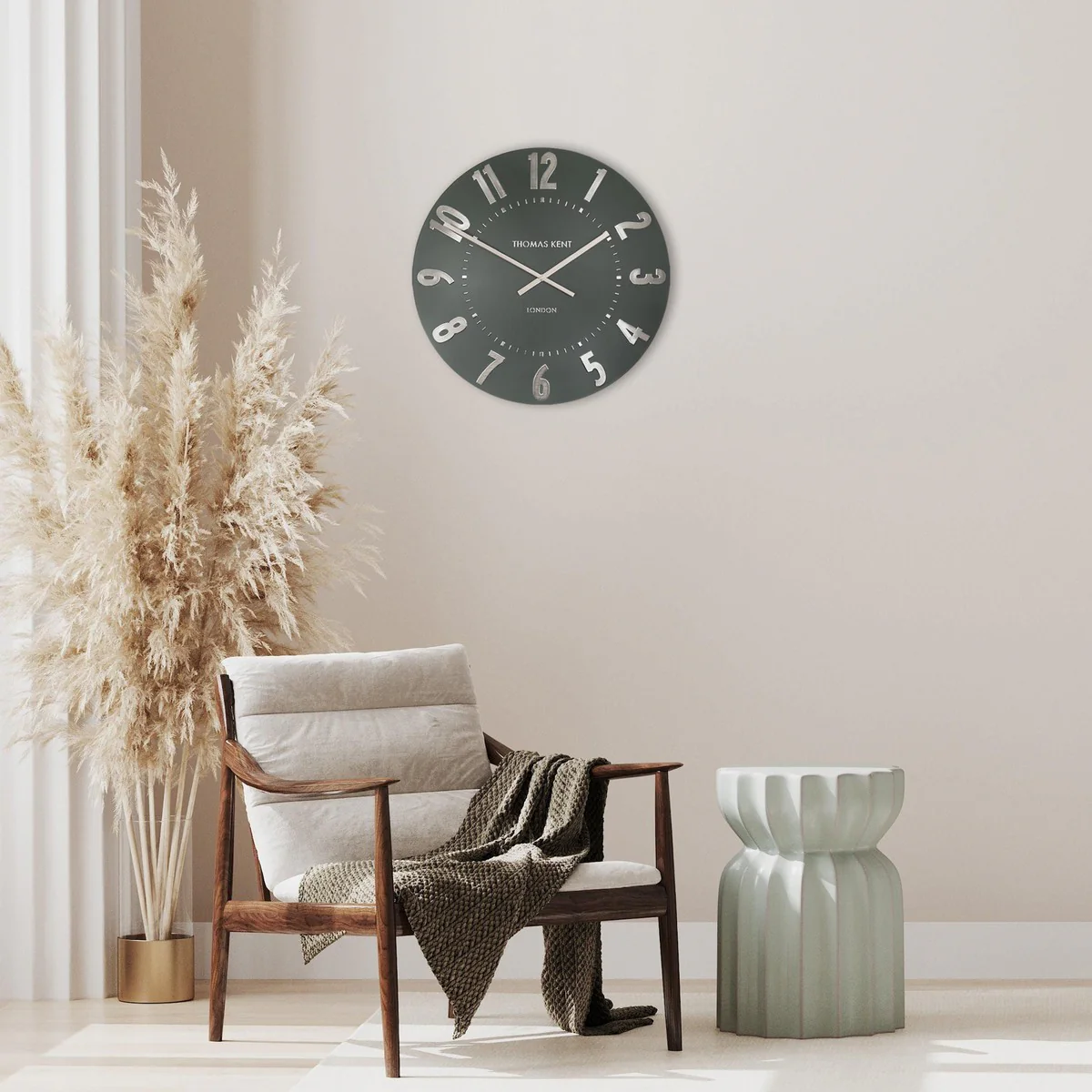 Thomas Kent Mulberry 50cm Large Wall Clock - Olive Green - Image 2