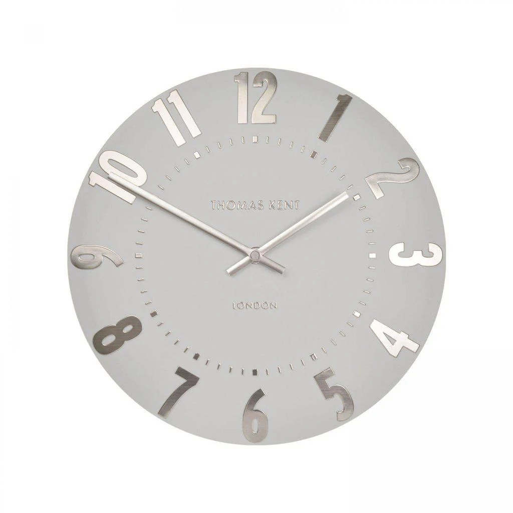 Thomas Kent Mulberry 30cm Small Wall Clock In Silver Cloud