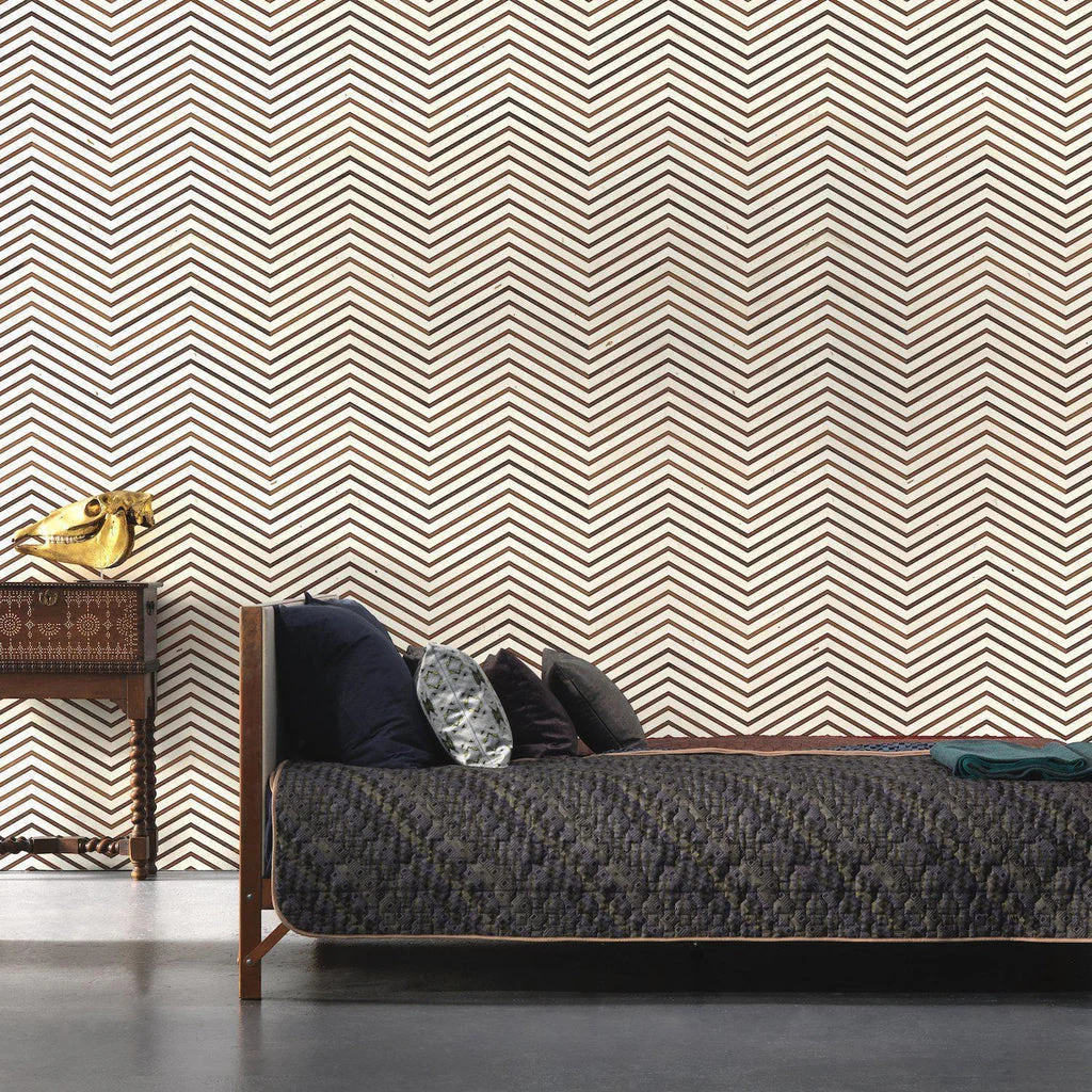 NLXL Timber Strips Scrapwood On Teak Chevron Wallpaper