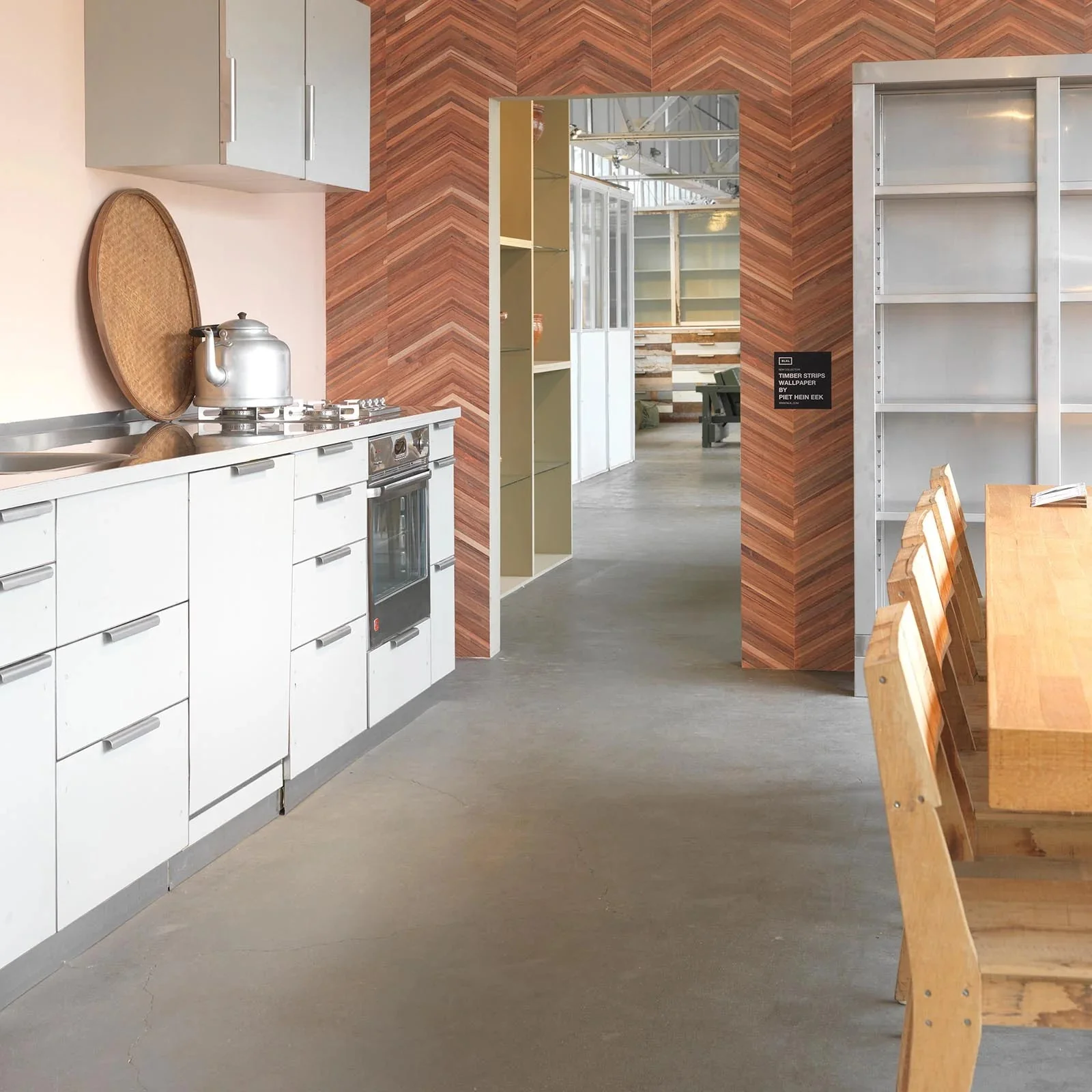 NLXL Timber Strips Wallpaper Teak On Chevron - Image 4