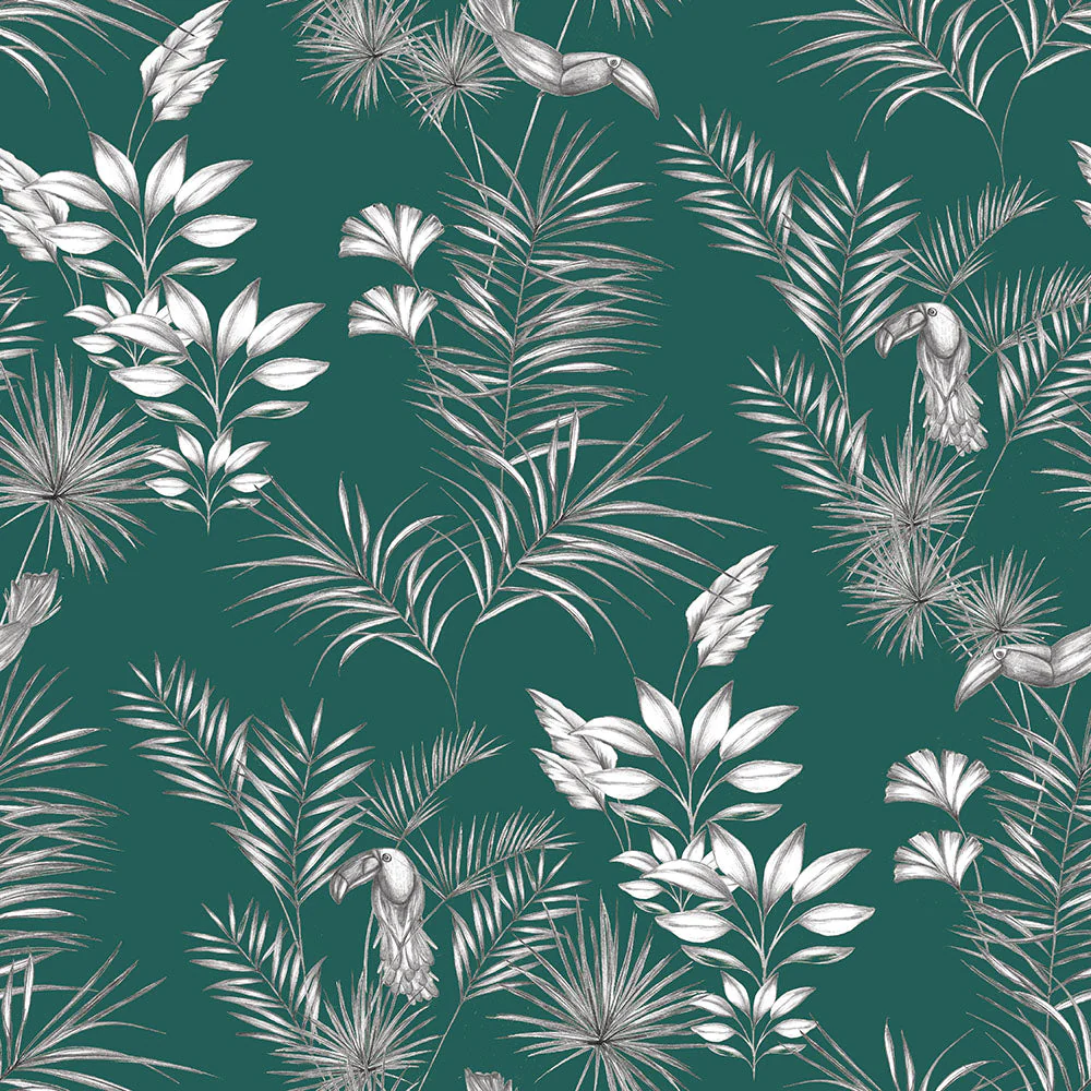 Ohpopsi Toucan Toile Wallpaper - Rainforest Green - Image 2