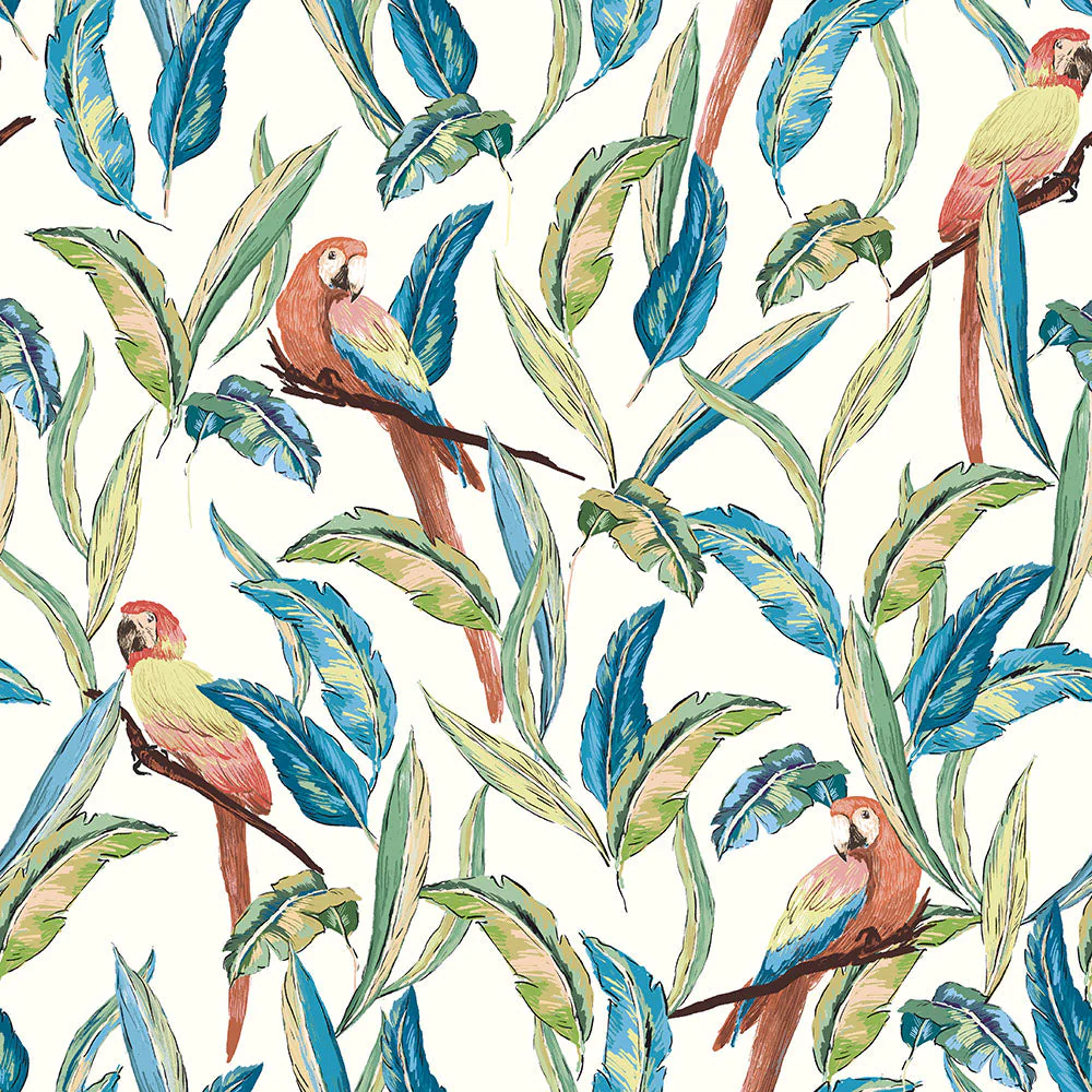 Ohpopsi Tropical Parrot Wallpaper - Wilderness White - Image 2