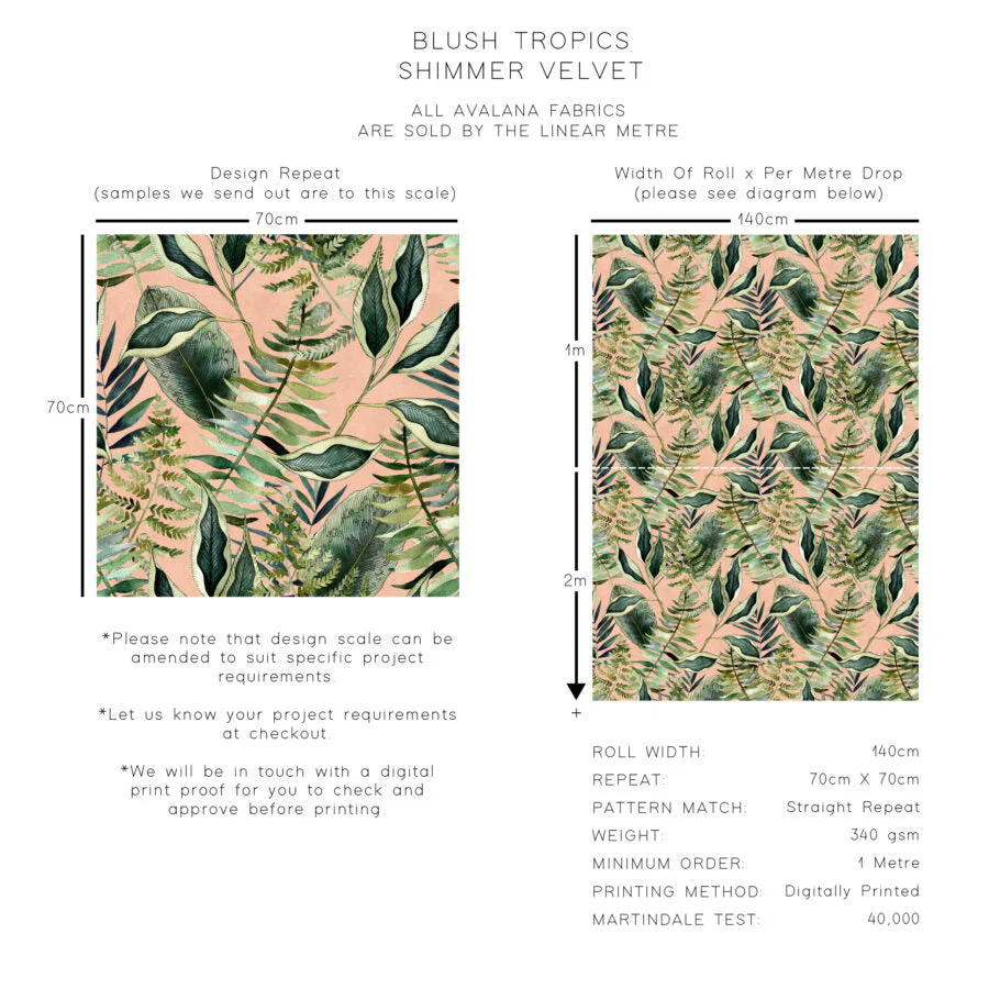 Avalana Tropics Shimmer Velvet Fabric - Image 4