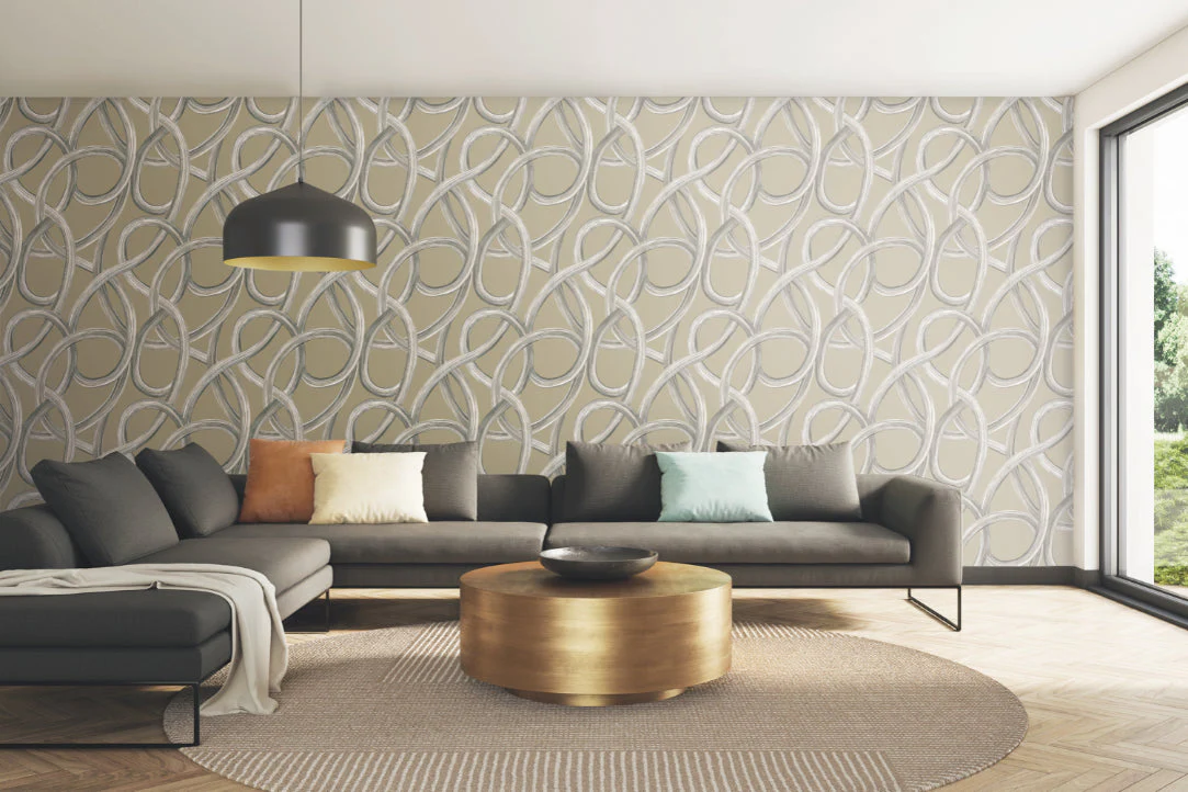 Ohpopsi Twisted Geo Wallpaper - Stone - Image 4