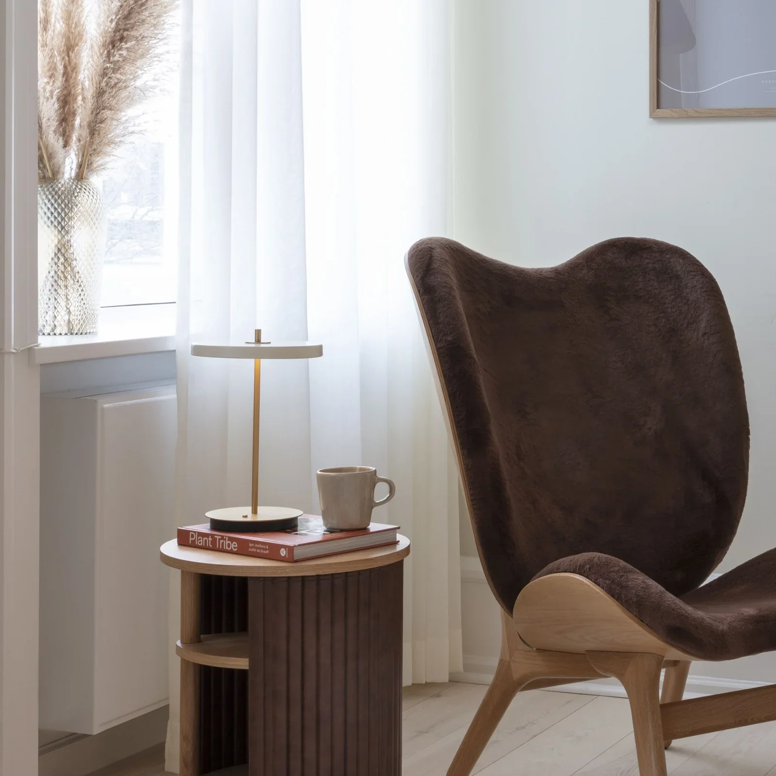 Umage Asteria Move Portable Table Lamp In Pearl White And Brass - Image 3