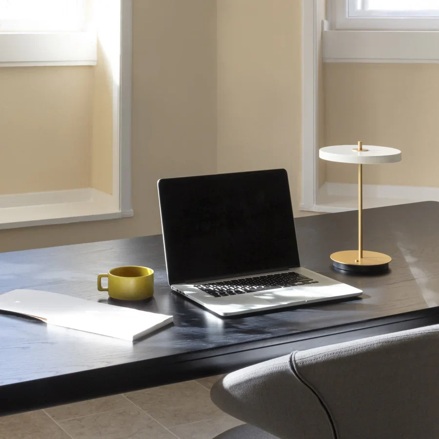 Umage Asteria Move Portable Table Lamp In Pearl White And Brass - Image 7