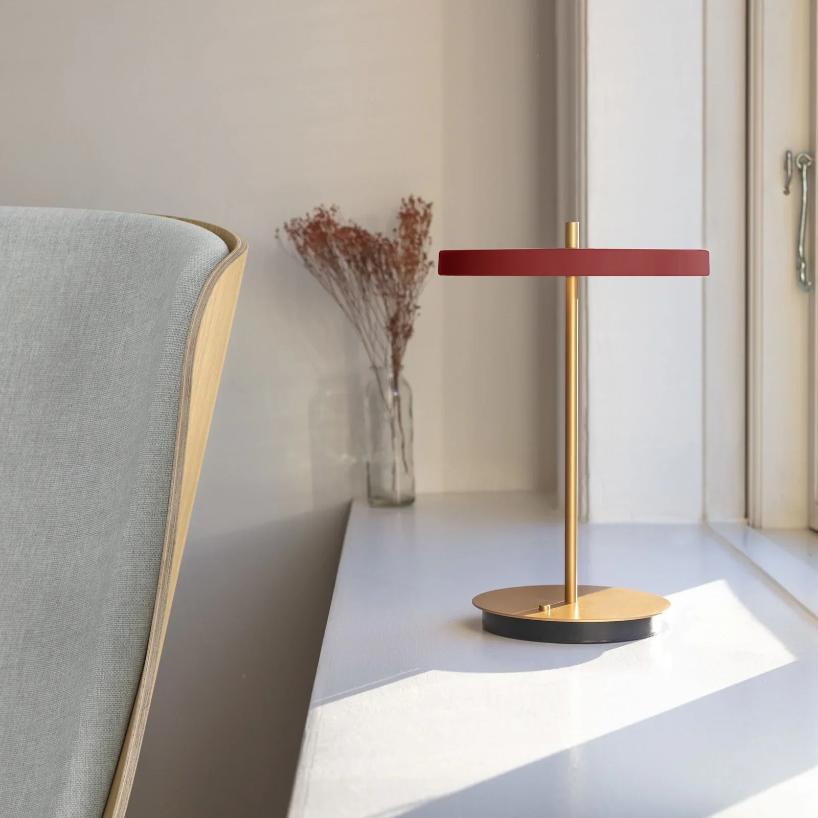Umage Asteria Move Portable Table Lamp In Ruby Red And Brass - Image 3