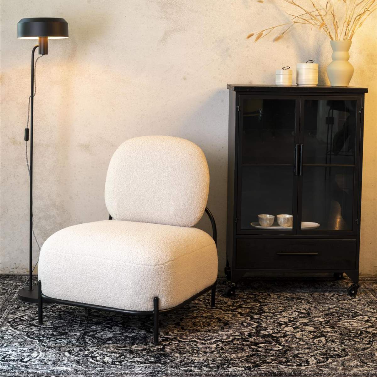 White Label Living Lounge Chair Polly Teddy Ivory - Image 12