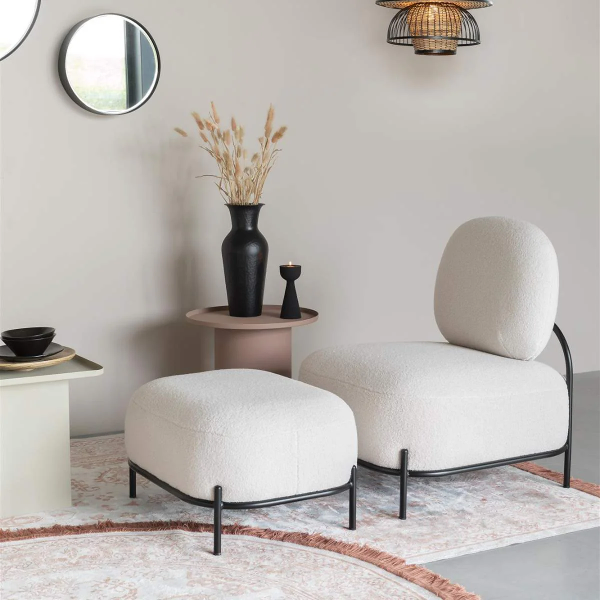 White Label Living Lounge Chair Polly Teddy Ivory - Image 14