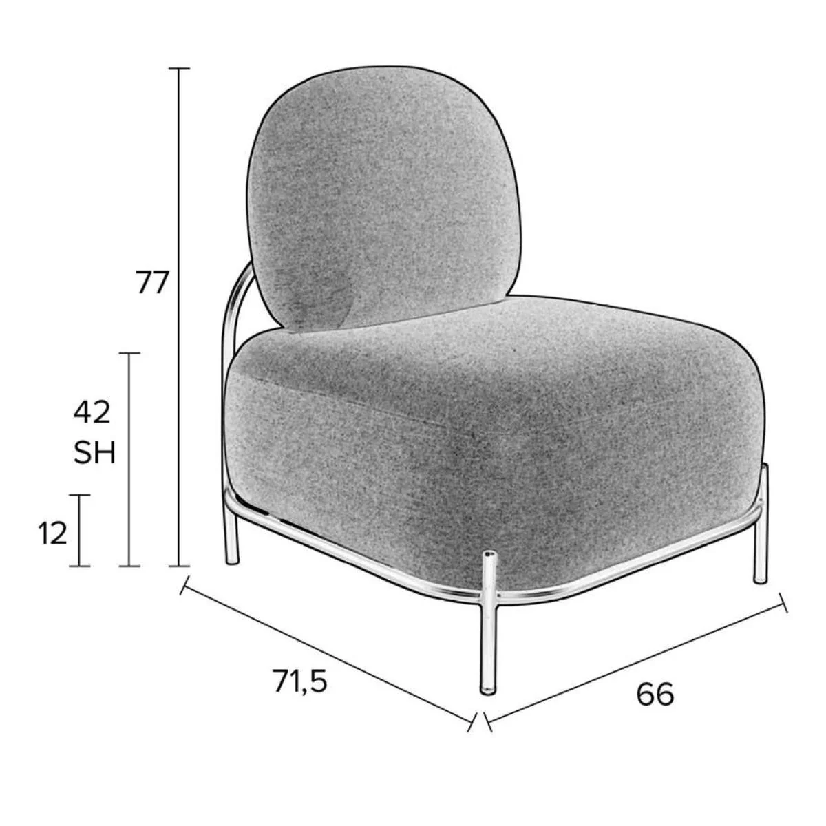 White Label Living Lounge Chair Polly Teddy Ivory - Image 9