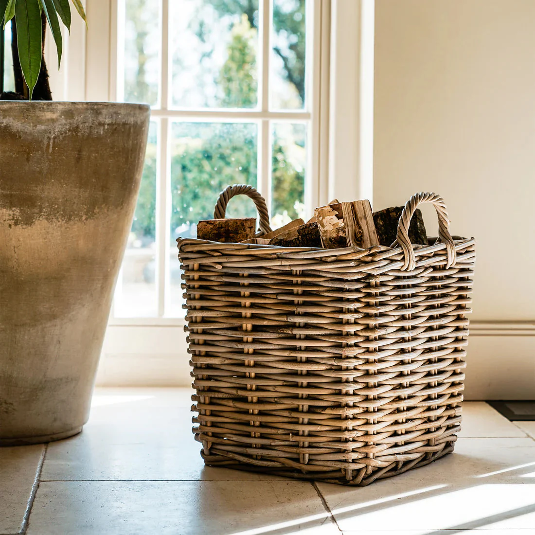 Ivyline Wicker Log Basket Square, Set of 2 - Image 2