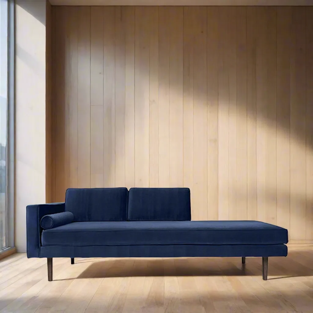 Broste Copenhagen Wind Velvet Chaise Longue Insignia Blue - Left Sided - Image 2