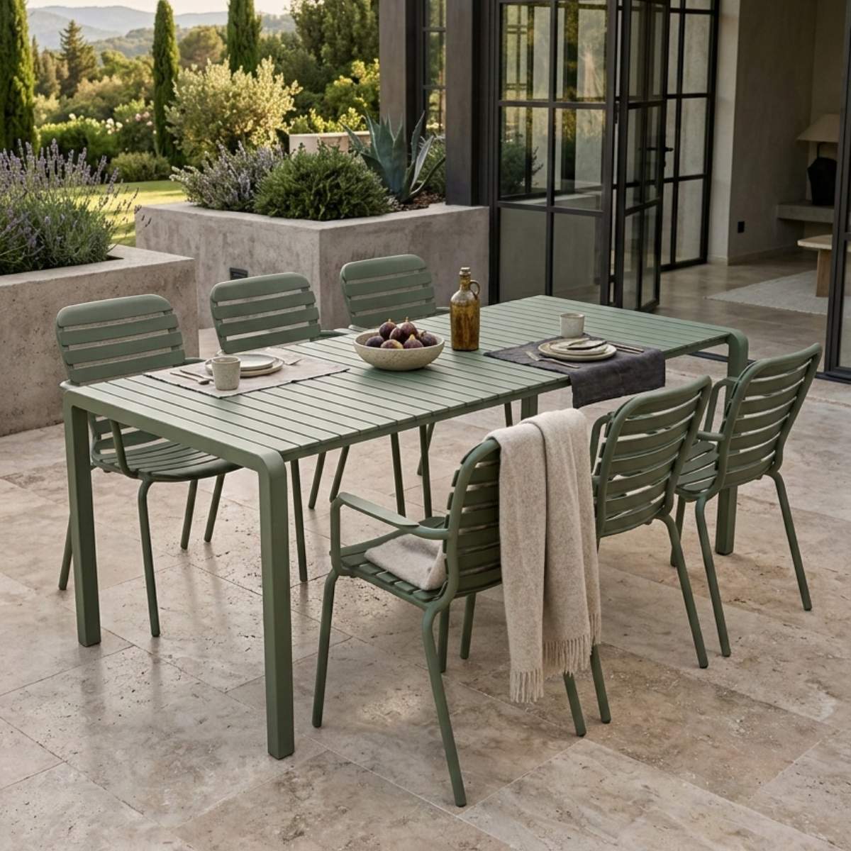 Zuiver Set Garden Table Vondel 214 + 6 Armchair Vondel - Image 22