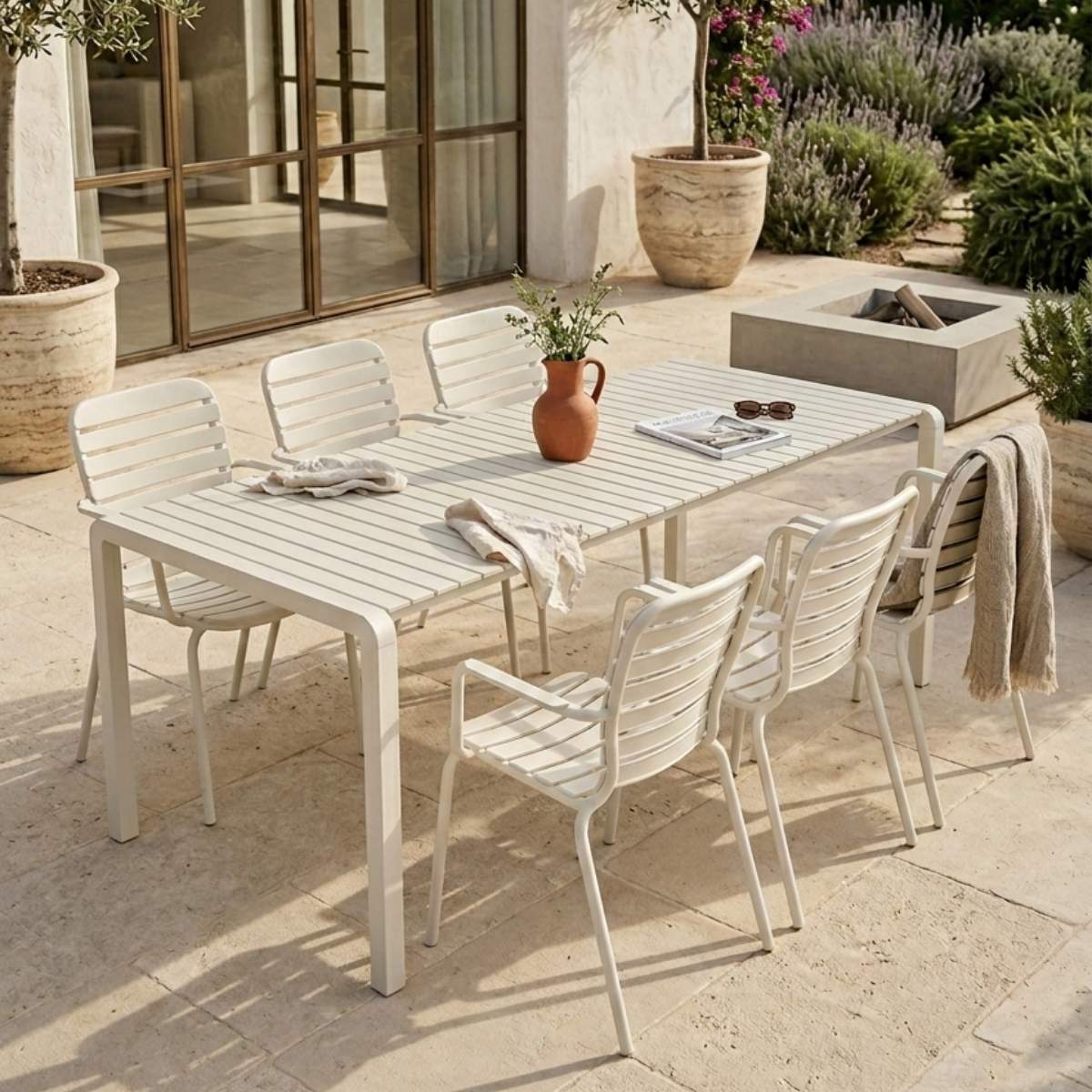 Zuiver Set Garden Table Vondel 214 + 6 Armchair Vondel - Image 23